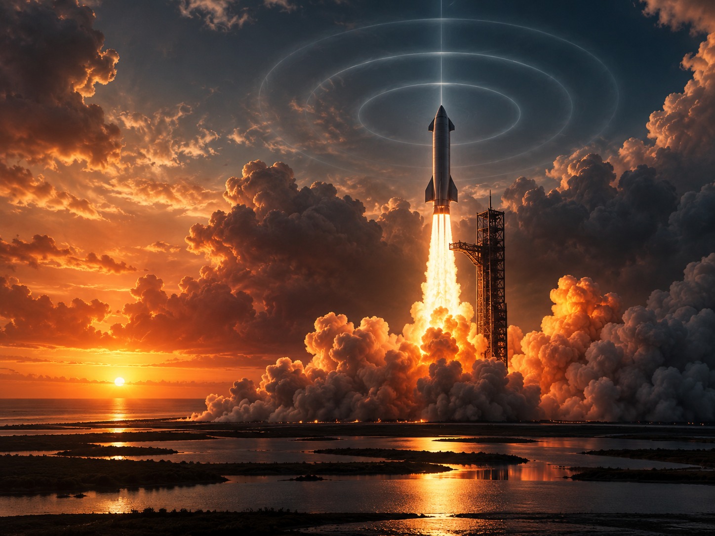 Starship launch during the transmission sequence